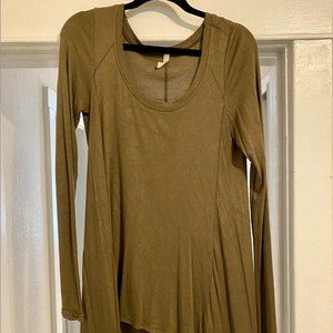 Free People Olive Thermal Shirt